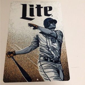 Detroit Tigers Mlb Miller Lite metal beer display sign